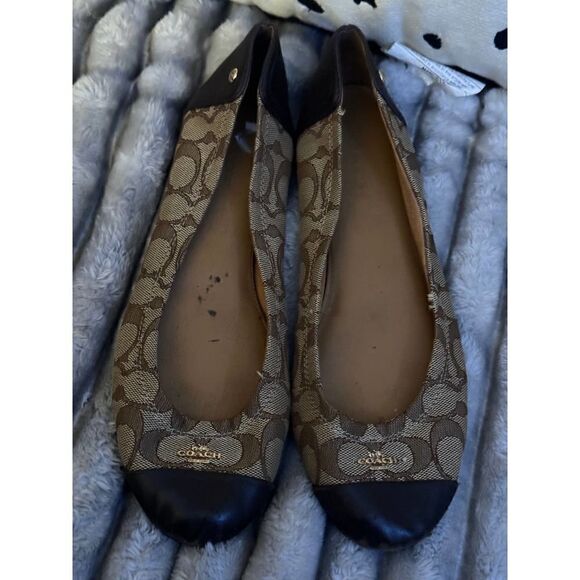 Coach chelsea tan/brown signature jacquard cap toe flat/shoe 10 - Picture 8 of 9